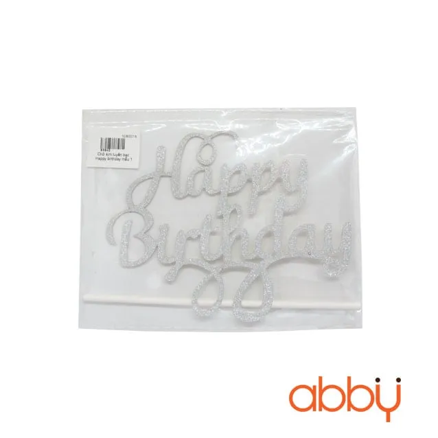 Nến chữ kim tuyến bạc Happy Birthday mẫu 1