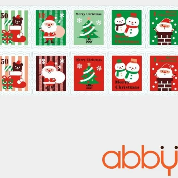 Hình dán chữ nhật giáng sinh (1 tờ 10 cái)