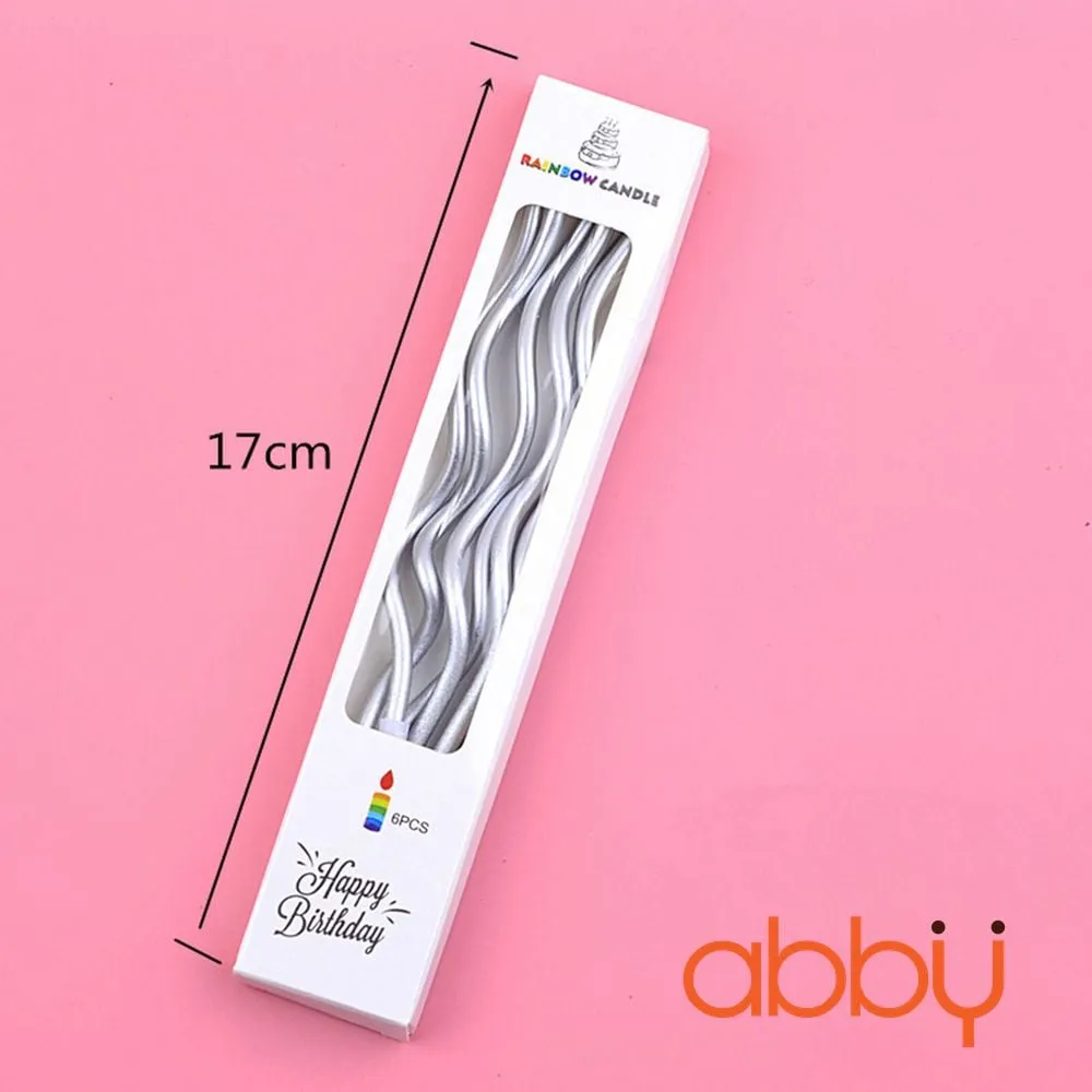 Nến sinh nhật xoắn dài nhũ bạc 17cm