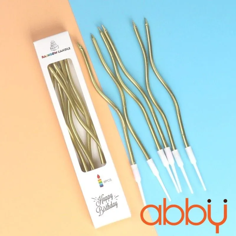 Nến sinh nhật xoắn dài nhũ vàng 17cm