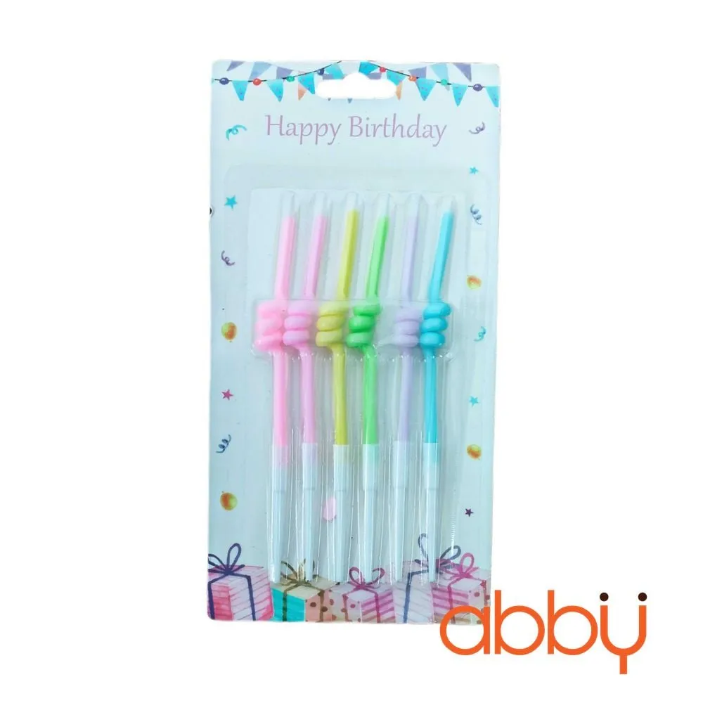 Nến sinh nhật xoắn giữa cây màu sắc 12cm