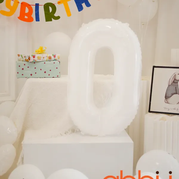 Bóng sinh nhật số 0 màu trắng 70cm