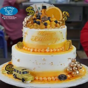 Bánh Kem 2 Tầng Vàng Sang Trong TP 2175