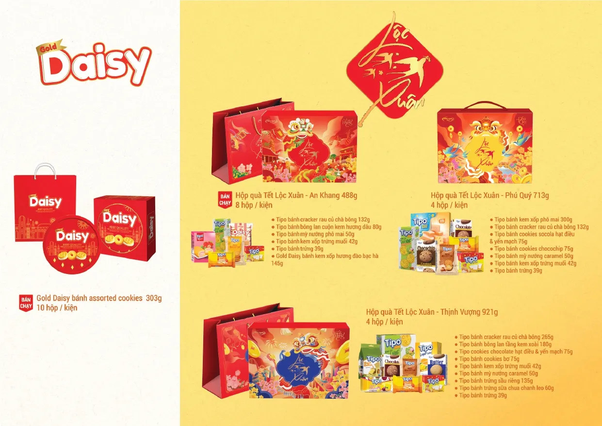 Sản phẩm bánh kẹo trong hộp quà tết Hữu Nghị 2026