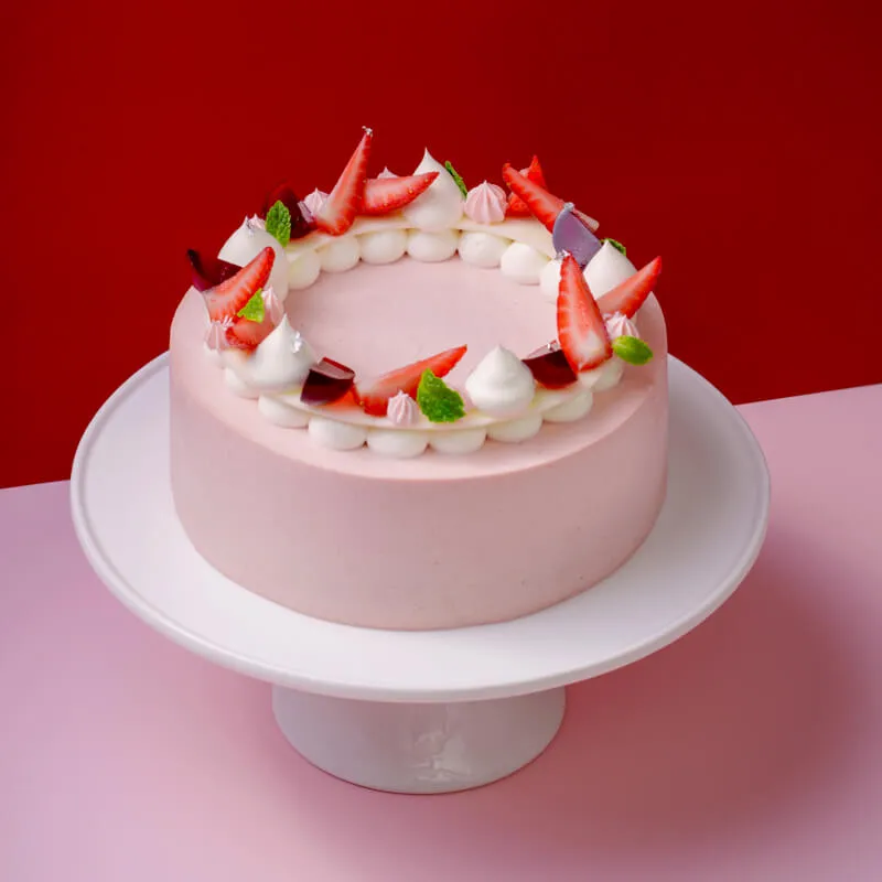 Bánh mousse ổi hồng chanh dây Tropical Vibes với màu sắc rực rỡ