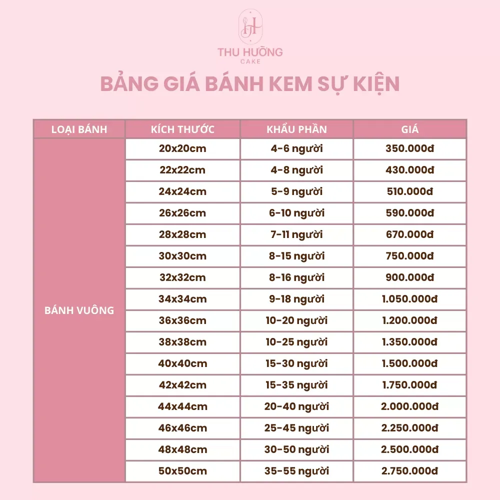 Bảng giá các dòng bánh kem mừng sinh nhật công ty hình vuông hiện đại
