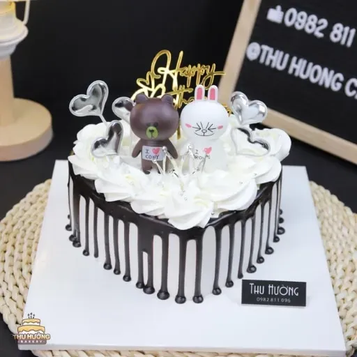 Bánh sinh nhật rút tiền trái tim socola chảy