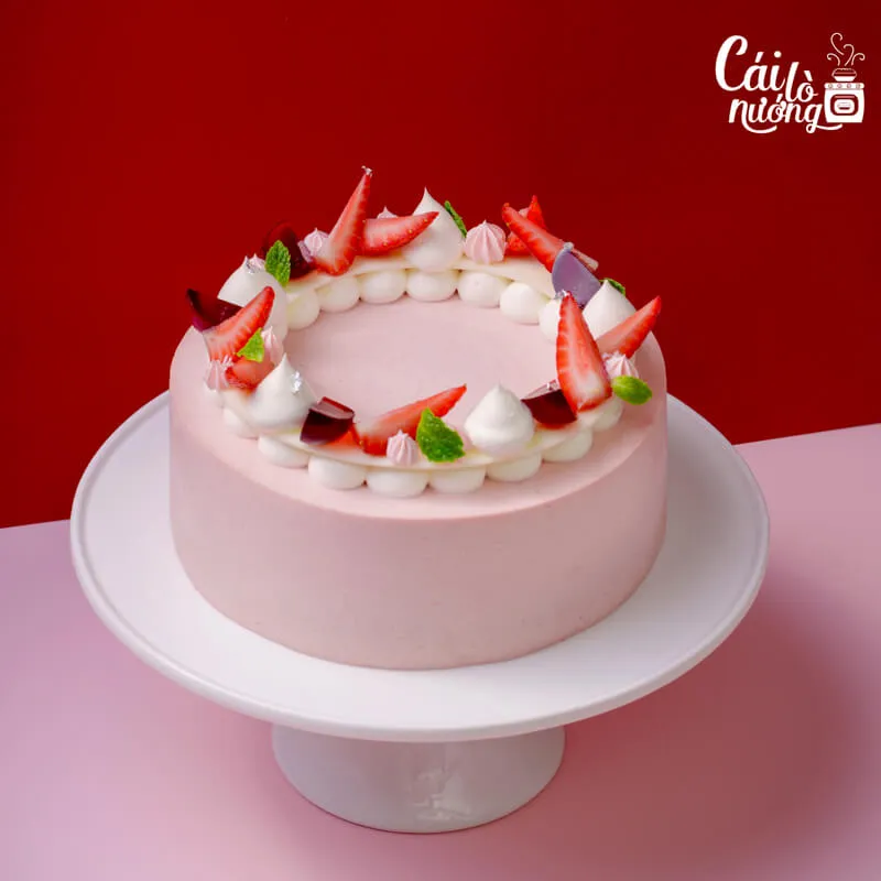 Bánh mousse ổi hồng chanh dây, trang trí trái cây nhiệt đới tươi