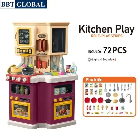 Bộ đồ chơi nấu ăn cao cấp BBT Global tích hợp 72 chi tiết hiện đại cho bé gái