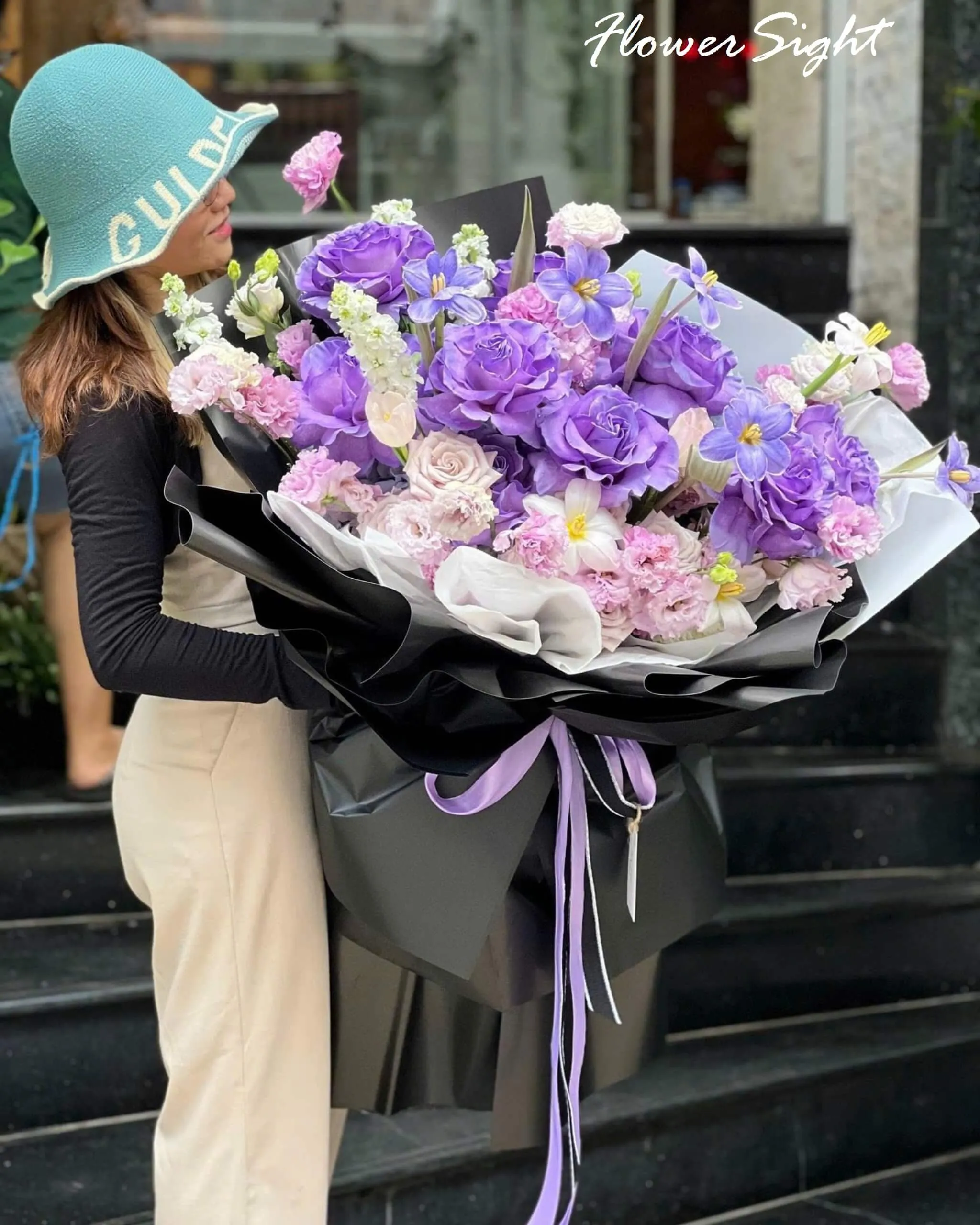 Bó hoa hồng màu tím đẹp