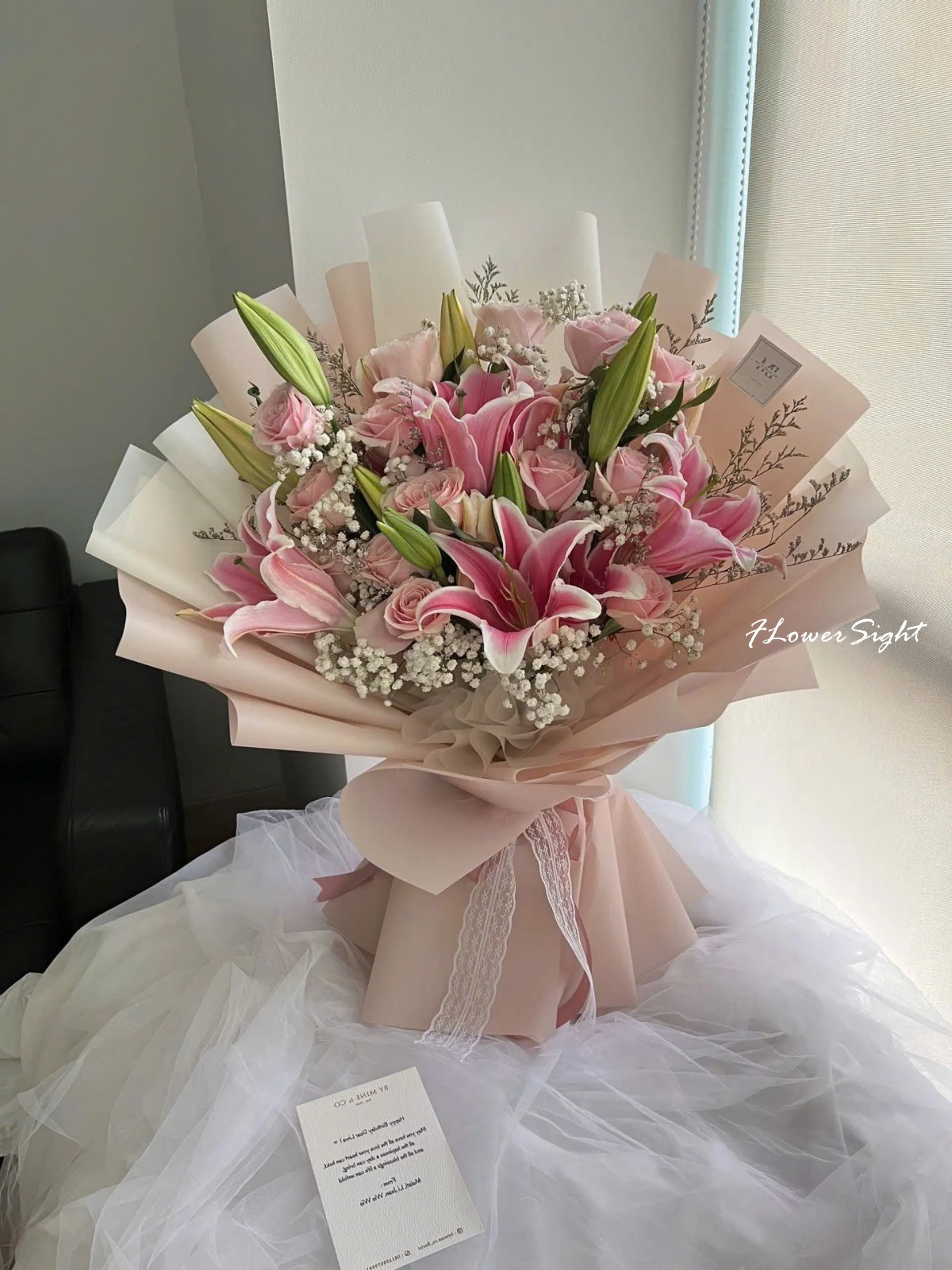 Bó hoa ly màu hồng tím tặng sinh nhật