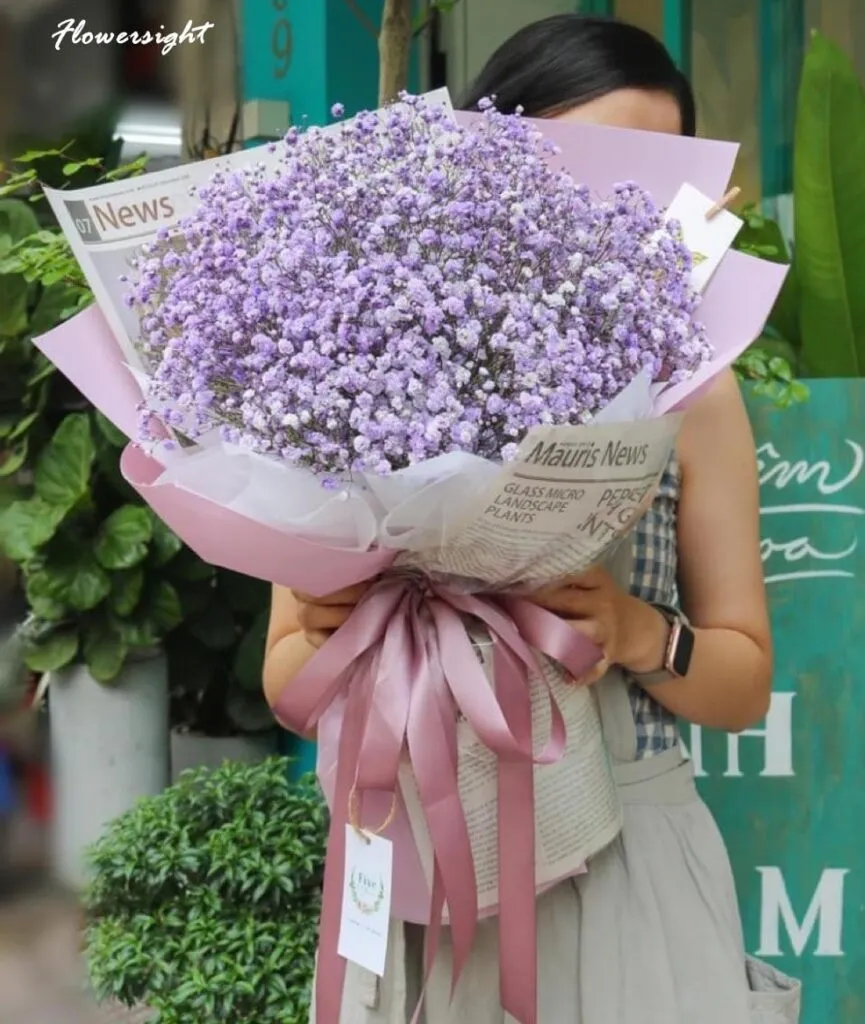 Bó hoa màu tím baby phù hợp tặng sinh nhật người yêu