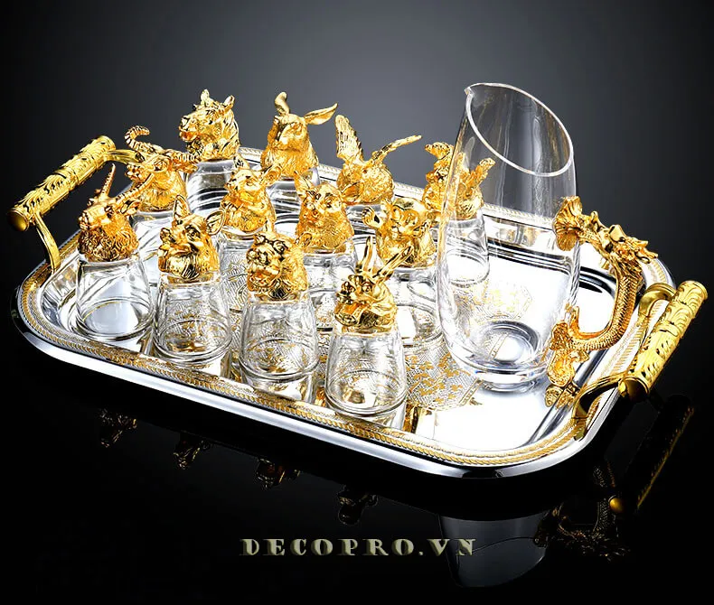 Bộ ly rượu 12 con giáp loại 1 cao cấp LR001 A2