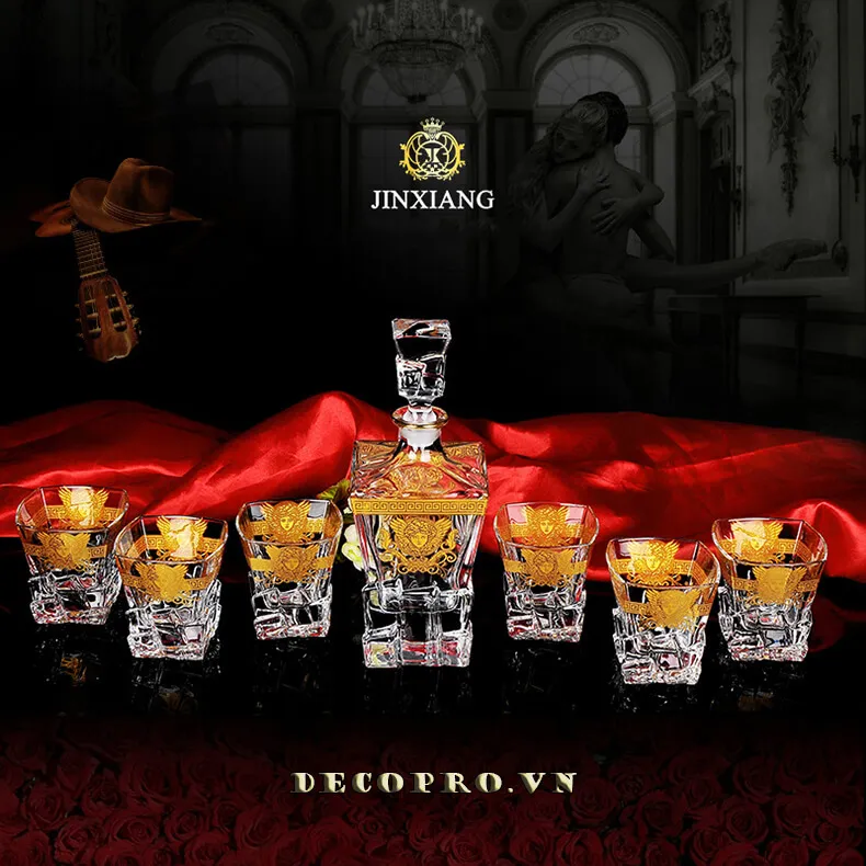 Bộ ly rượu Whisky mạ vàng cao cấp LR013