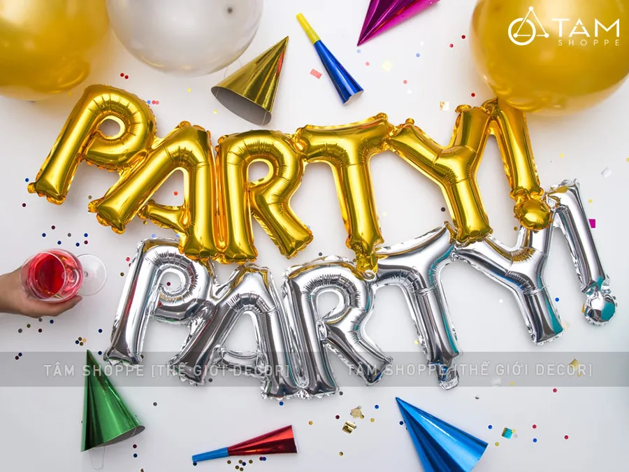 Bong bóng kiếng chữ cái và số cao 33cm