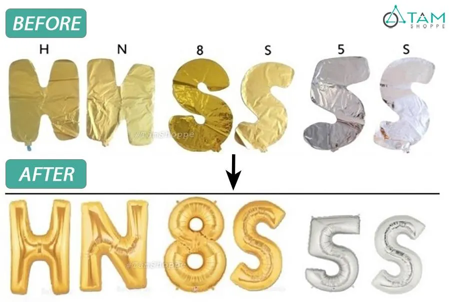 Bong bóng kiếng chữ cái và số cao 33cm trang trí đẹp mắt