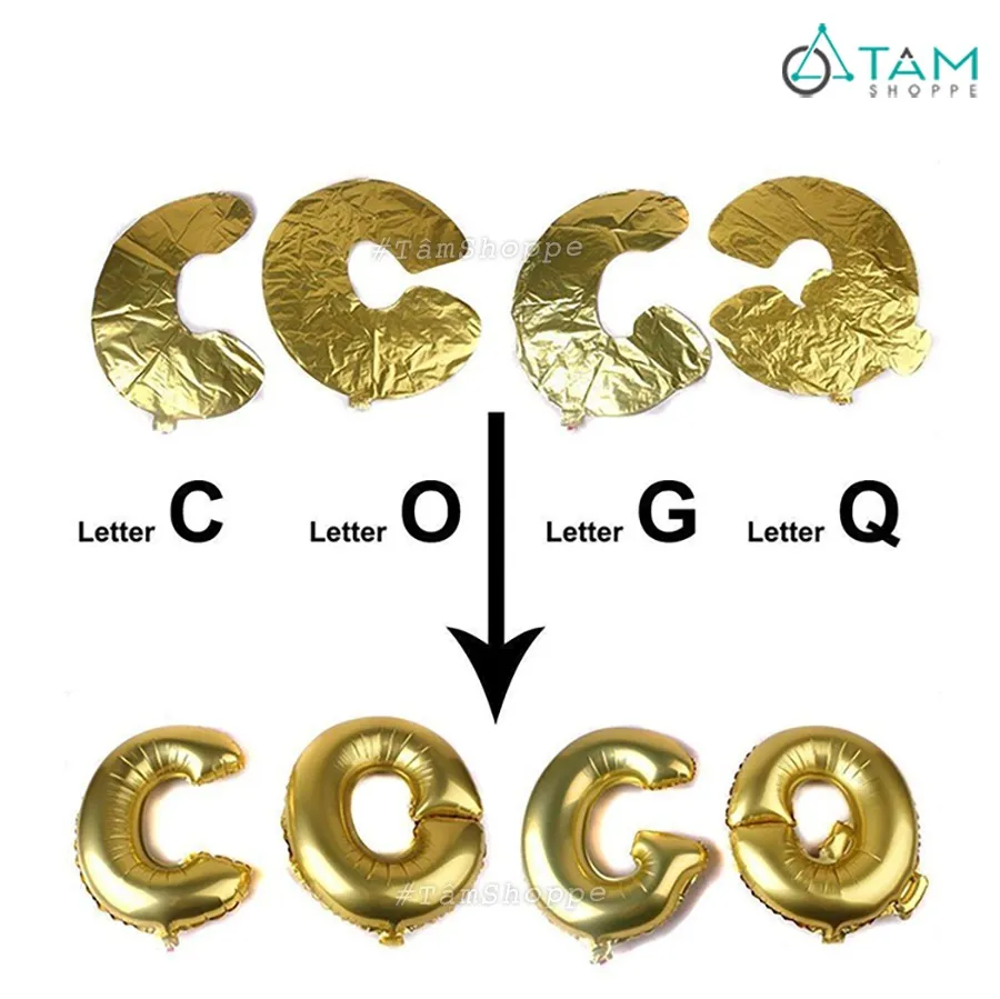 Bong bóng kiếng chữ cái và số cao 33cm