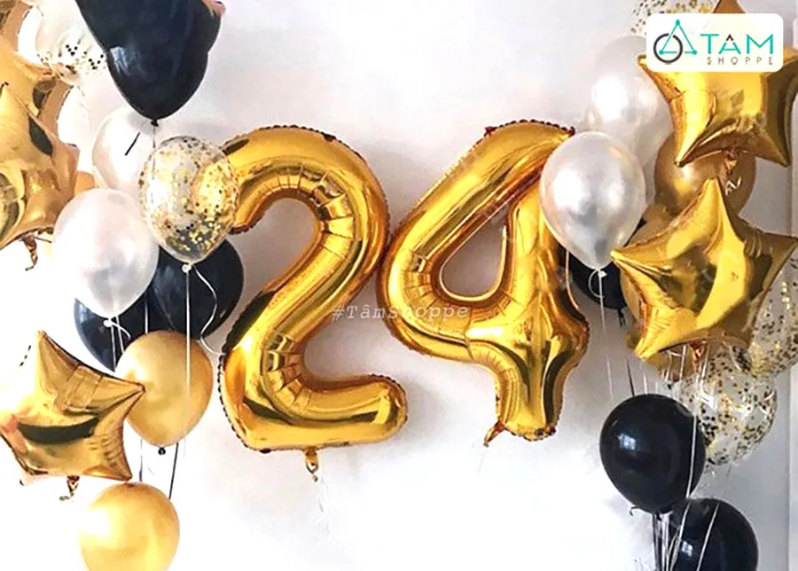 Bong bóng kiếng chữ cái và số cao 33cm