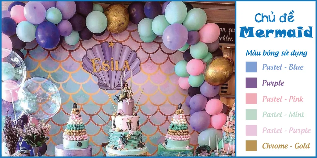 Phối màu bong bóng mang phong cách đại dương rực rỡ