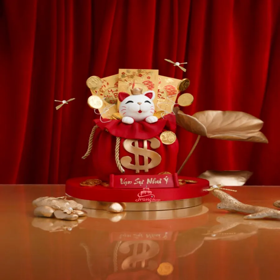 Bánh kem đỏ rực rỡ thu hút tài lộc cho doanh nghiệp