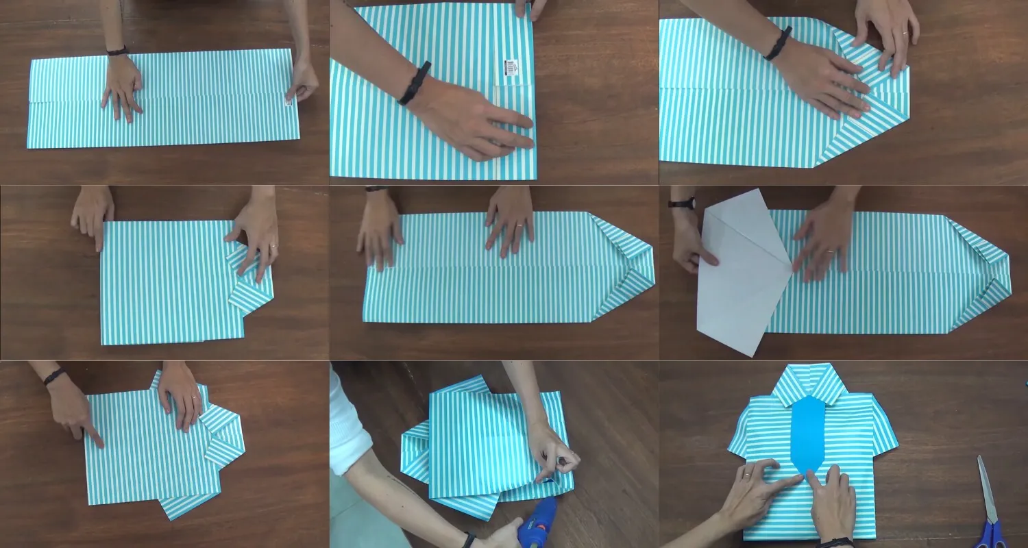 Cách gấp giấy gói quà thành hình áo sơ mi sáng tạo dành cho nam giới