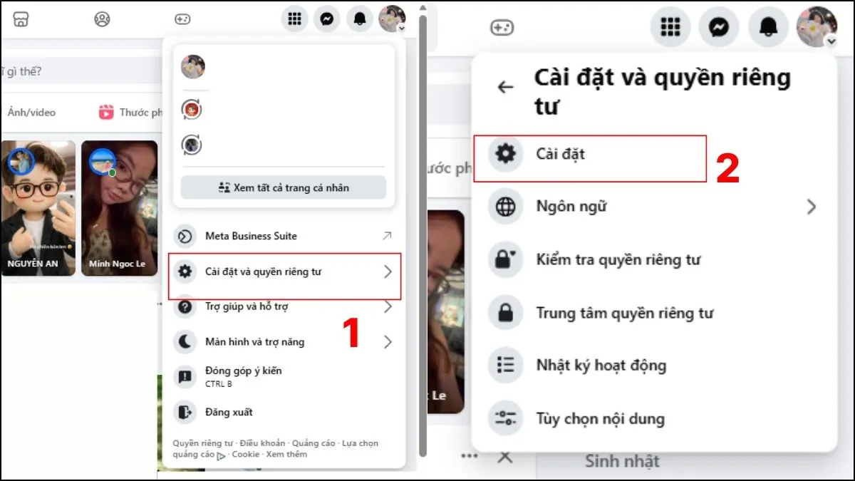 Mở thông báo sinh nhật trên Facebook bằng máy tính - bước 1