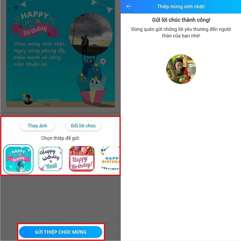 Hoàn tất quá trình gửi thiệp sinh nhật cá nhân hóa cho bạn bè