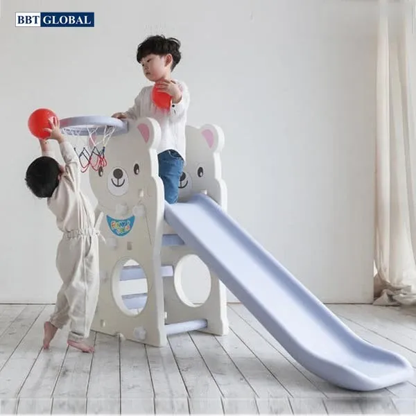 Cầu trượt gấu Hàn Quốc màu sắc tươi sáng dành cho trung tâm vui chơi tại gia