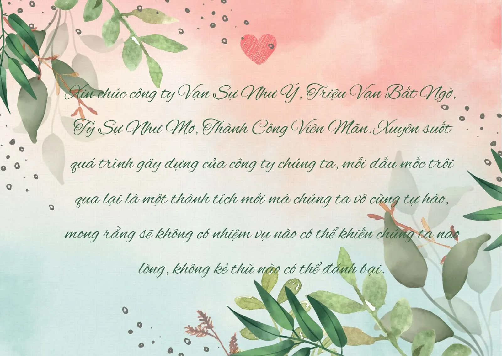 Lời chúc mừng kỷ niệm 15 năm thành lập doanh nghiệp