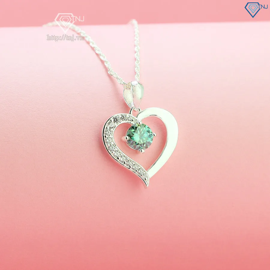 Mẫu dây chuyền bạc Moissanite xanh làm quà sinh nhật cho người yêu nữ