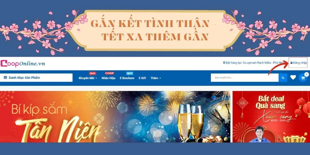 Giao diện đăng nhập hệ thống Co.op Online để đặt quà trực tuyến