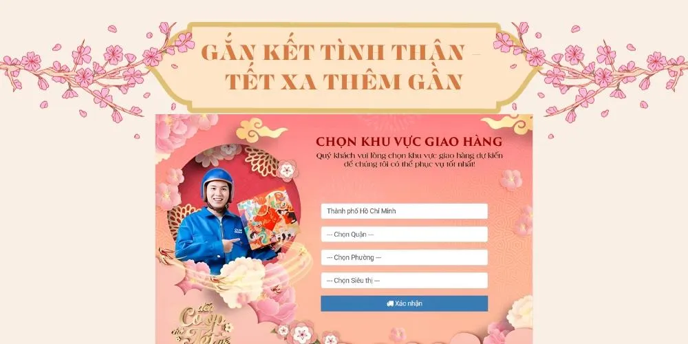 Bản đồ chọn khu vực giao hàng linh hoạt trên ứng dụng Co.opmart