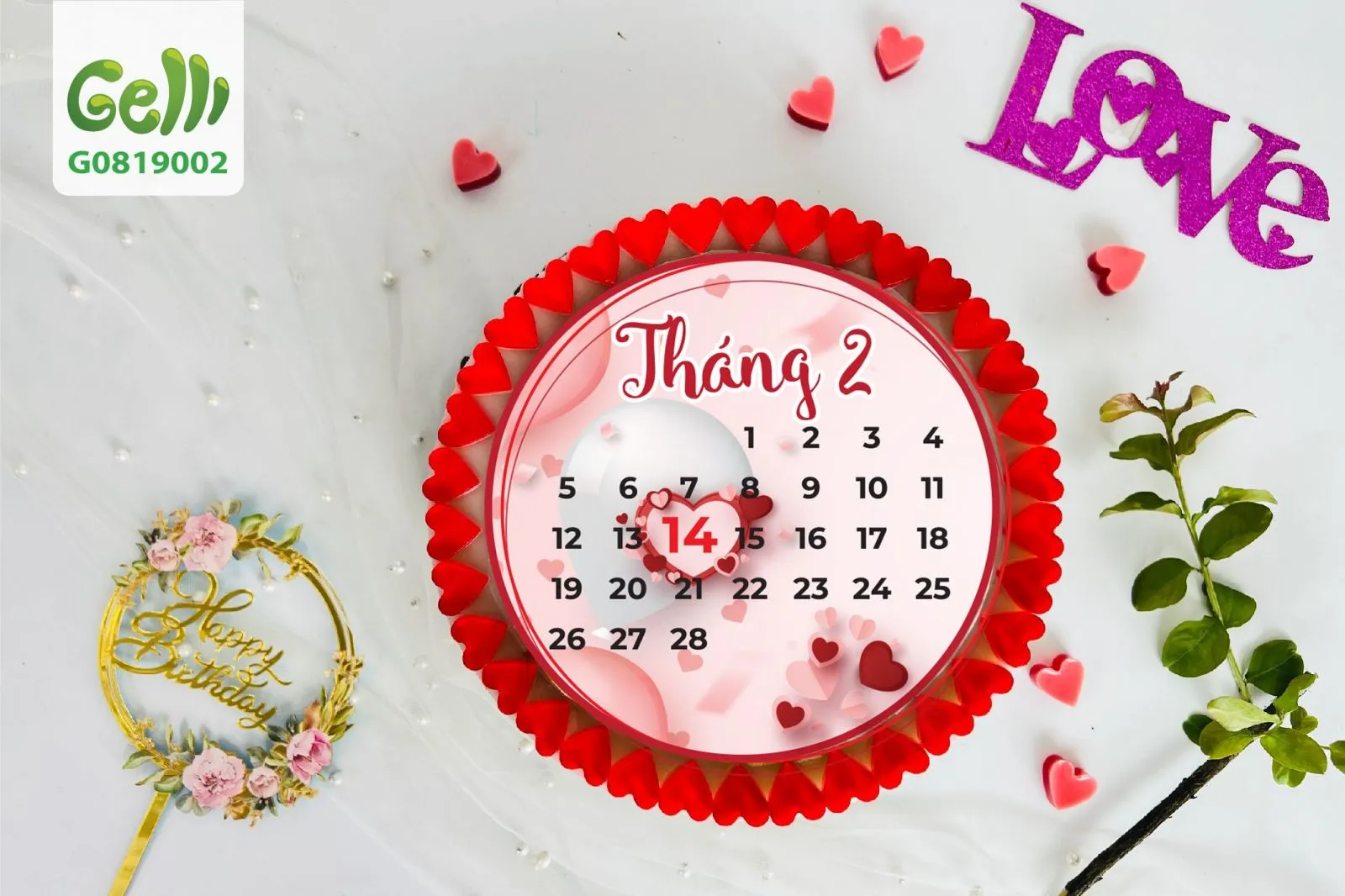 Mẫu bánh Valentine mang phong cách hiện đại và trẻ trung