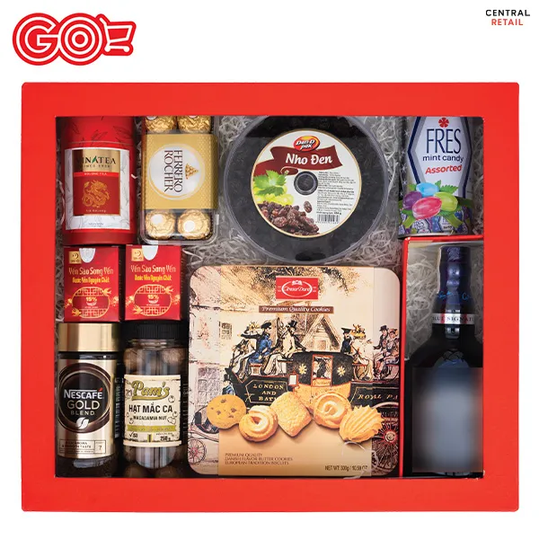 Mẫu hộp quà Tết bằng gỗ kết hợp chất liệu truyền thống và hiện đại