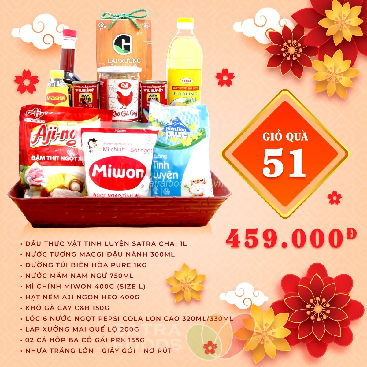 Giỏ quà tết với cấu trúc phân tầng rõ rệt