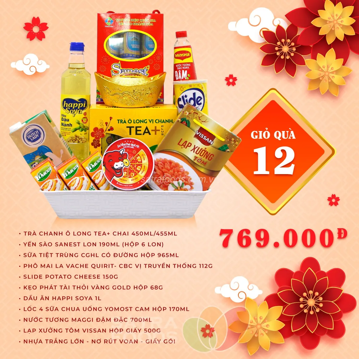 Mẫu giỏ quà Tết số 12 với thiết kế đối xứng mang lại cảm giác viên mãn