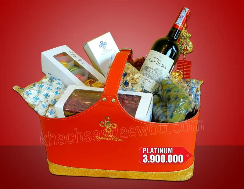 Giỏ quà Tết Khách sạn Hà Nội Daewoo Platinum cao cấp với các loại hạt dinh dưỡng