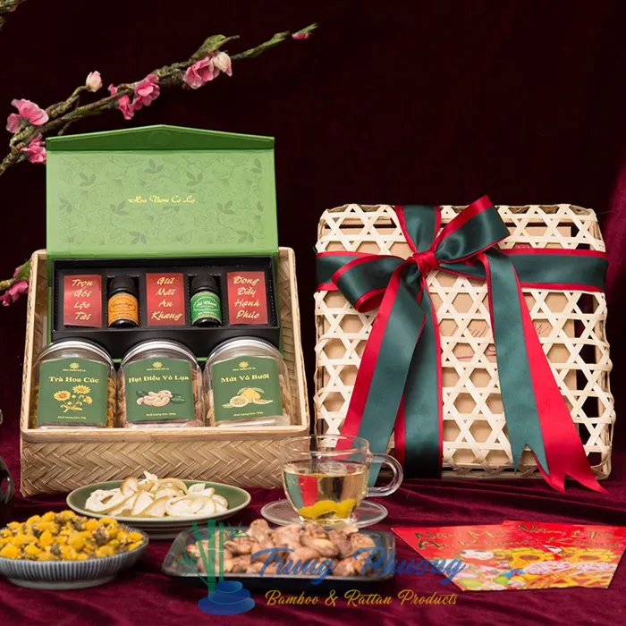 Các mẫu giỏ quà tết mây tre đan đa dạng kích thước tại TPHCM