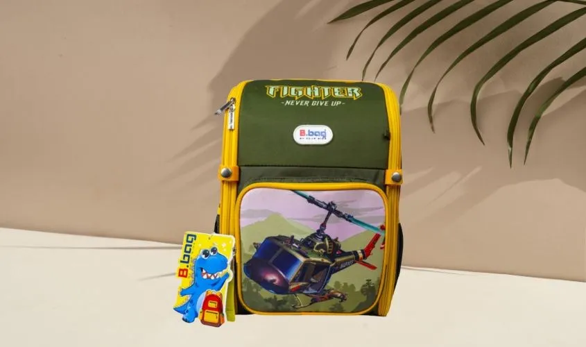 Balo chống gù cho bé B.Bag Adventure Box-Fighter B-12-113 xanh rêu