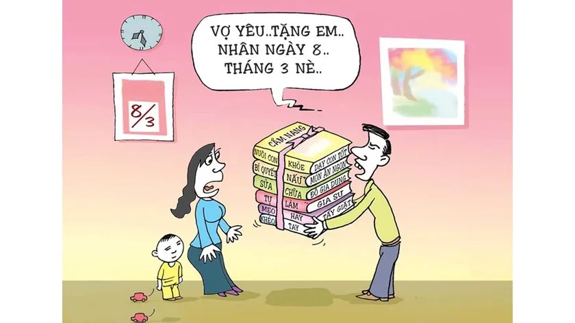 Thiệp chúc mừng 8/3 phong cách tối giản hài hước