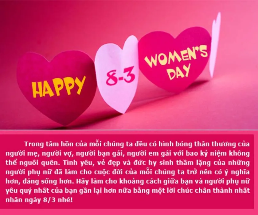Hình ảnh chúc mừng 8/3 với lời chúc bình an