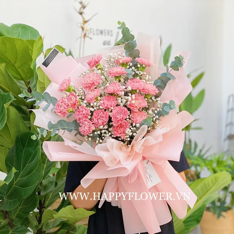 Bó hoa cẩm chướng hồng tặng người yêu dịu hiền