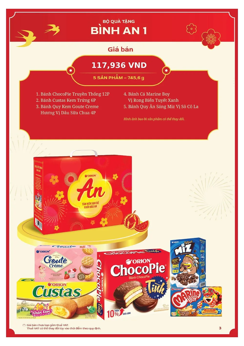 Bộ sưu tập hộp quà Tết Orion Bình An 1 với sắc đỏ truyền thống