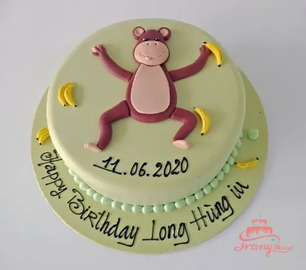 Bánh kem hình con khỉ dễ thương nặn từ fondant cao cấp