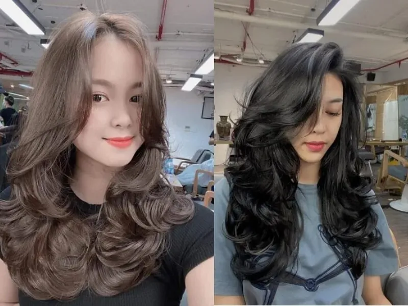 Tóc xoăn lọn to bồng bềnh giúp gương mặt trở nên cân đối hơn