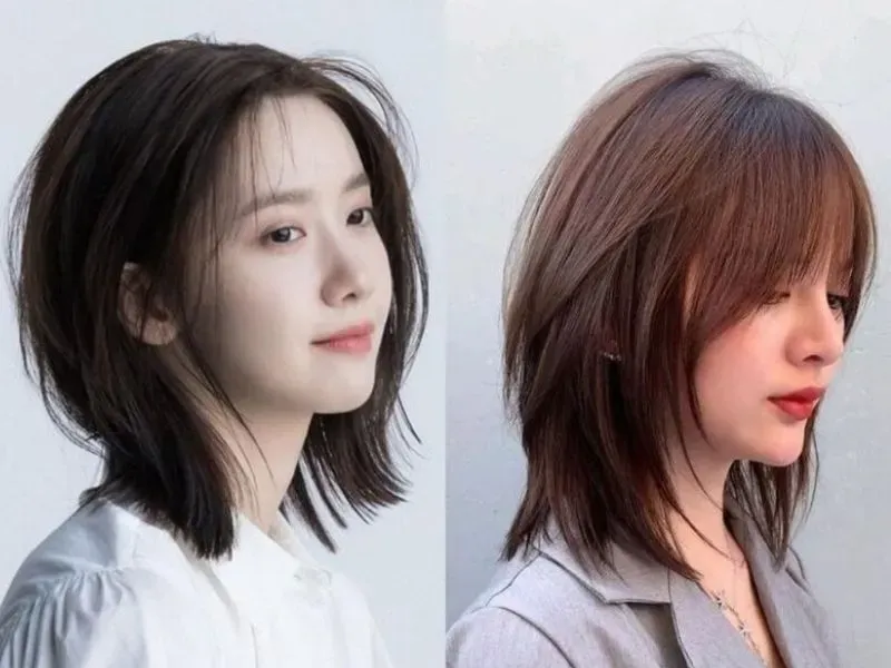Tóc tỉa layer ngang vai phù hợp với mọi trang phục từ áo dài đến váy tây
