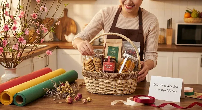 Tự làm giỏ quà tết handmade ý nghĩa năm 2026