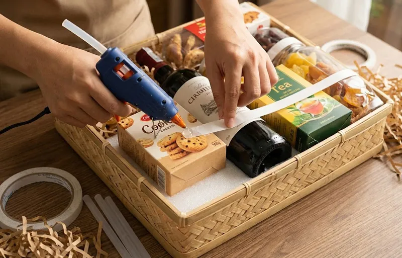 Cố định sản phẩm khi tự gói quà tại nhà