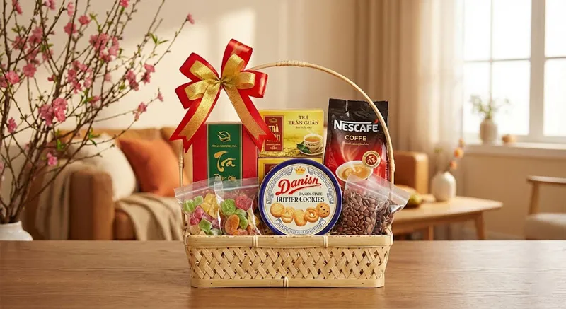 Giỏ quà tết giá rẻ nhưng vẫn chỉn chu