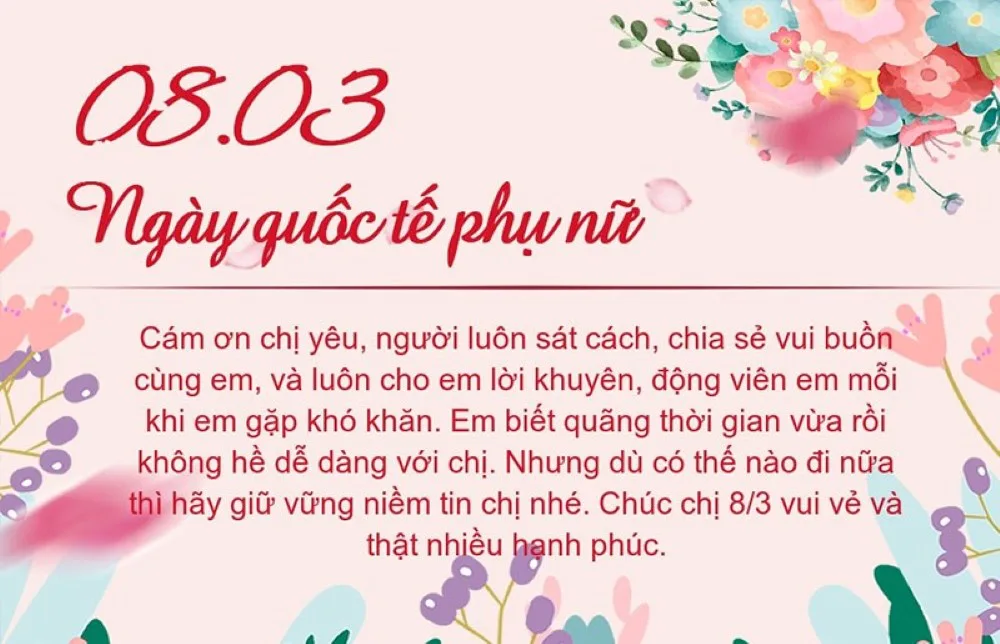 Lời chúc 8 3 cho đồng nghiệp nữ hơn tuổi và đồng nghiệp thân thiết Lời chúc 8 3 cho đồng nghiệp nữ hơn tuổi và đồng nghiệp thân thiết